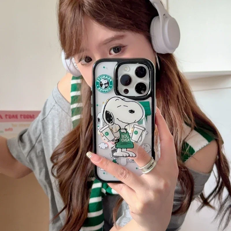 لطيف الكرتون سنوبي تشارلي براون حامل مغناطيسي Magsafe شحن لاسلكي جراب هاتف آيفون 17 16 15 14 13 برو ماكس غطاء