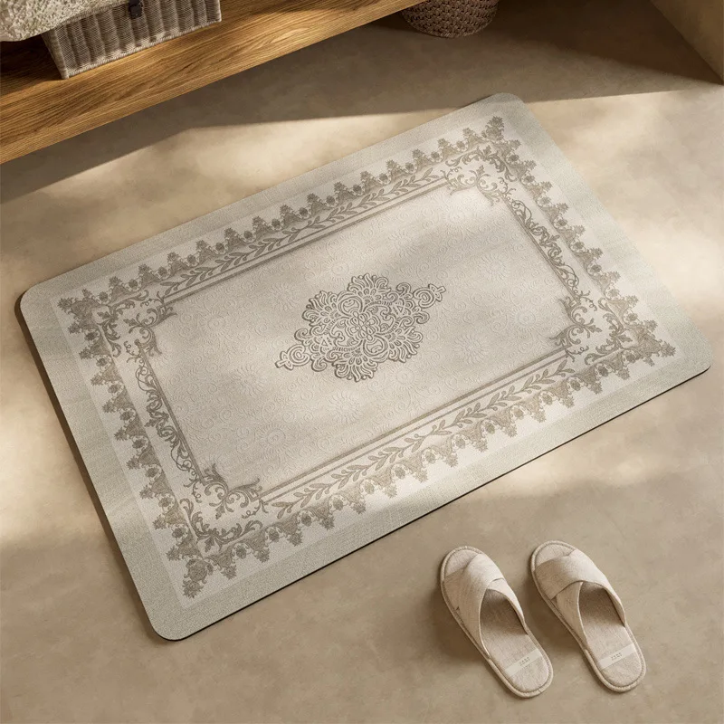 Vintage Ornament Design Entrance Mat Eco-Friendly PVC Surface Stain Resistant Easy Wipe Clean view 2