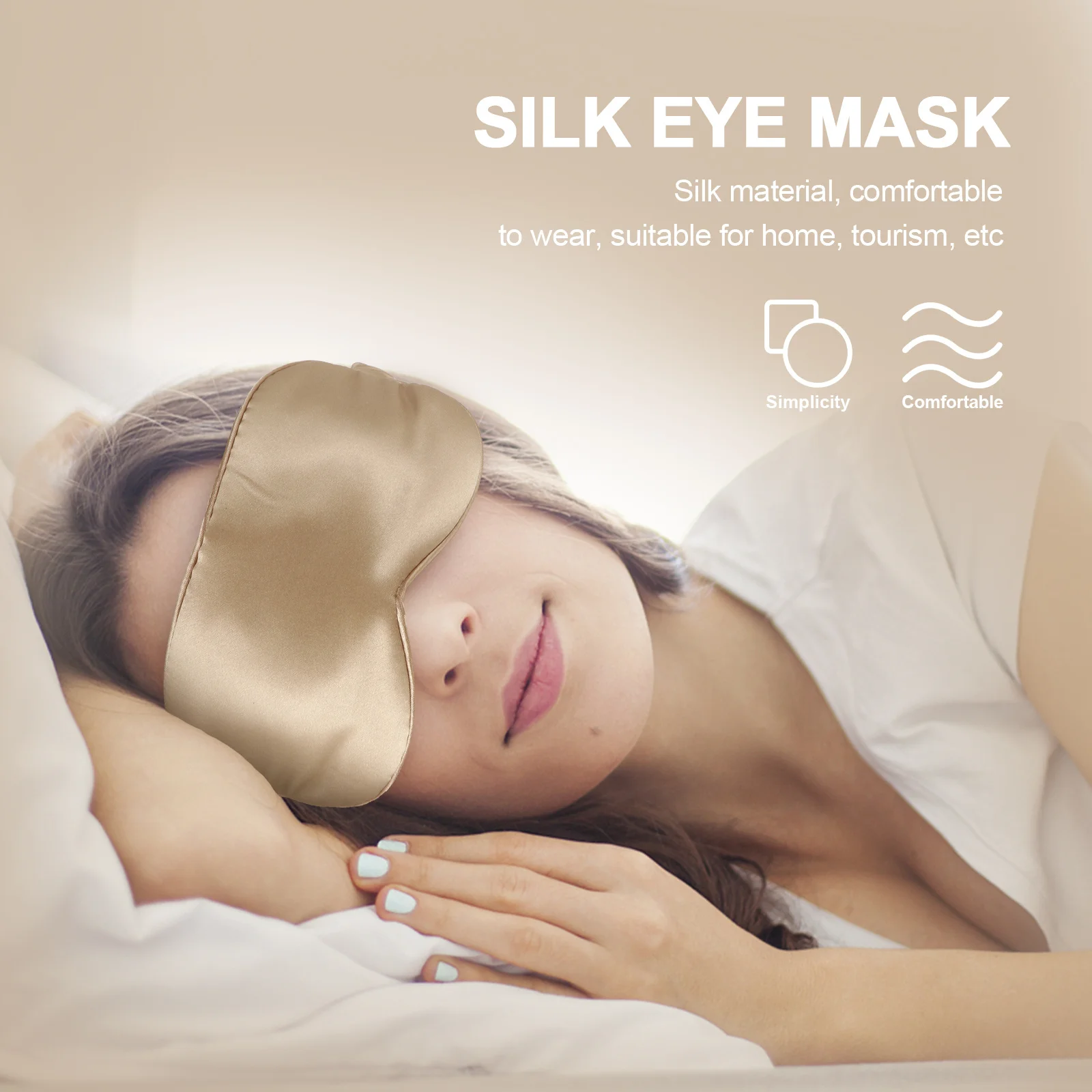 Jedwabna maska na oczy, lekka, oddychająca, na noc, do podróży, na kemping, blokująca światło, wygodna, łagodząca zmęczenie.