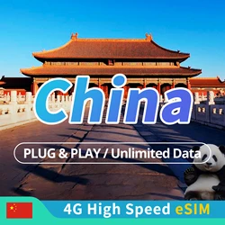 Tarjeta SIM China de Pekín, Shanghai Hainan, 1-15 días, 4G LTE, alta velocidad, datos de teléfono móvil, tarjeta SIM, soporte de datos ilimitados, eSIM FB Ins