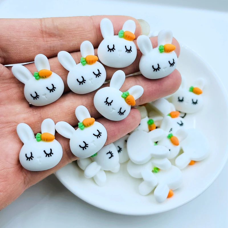 10 Pcs New Cute Resin Mini Cartoon Animal Rabbit Flat Back Cabochon Scrapbook Kawaii DIY Embellishments Decorate Accessories D30