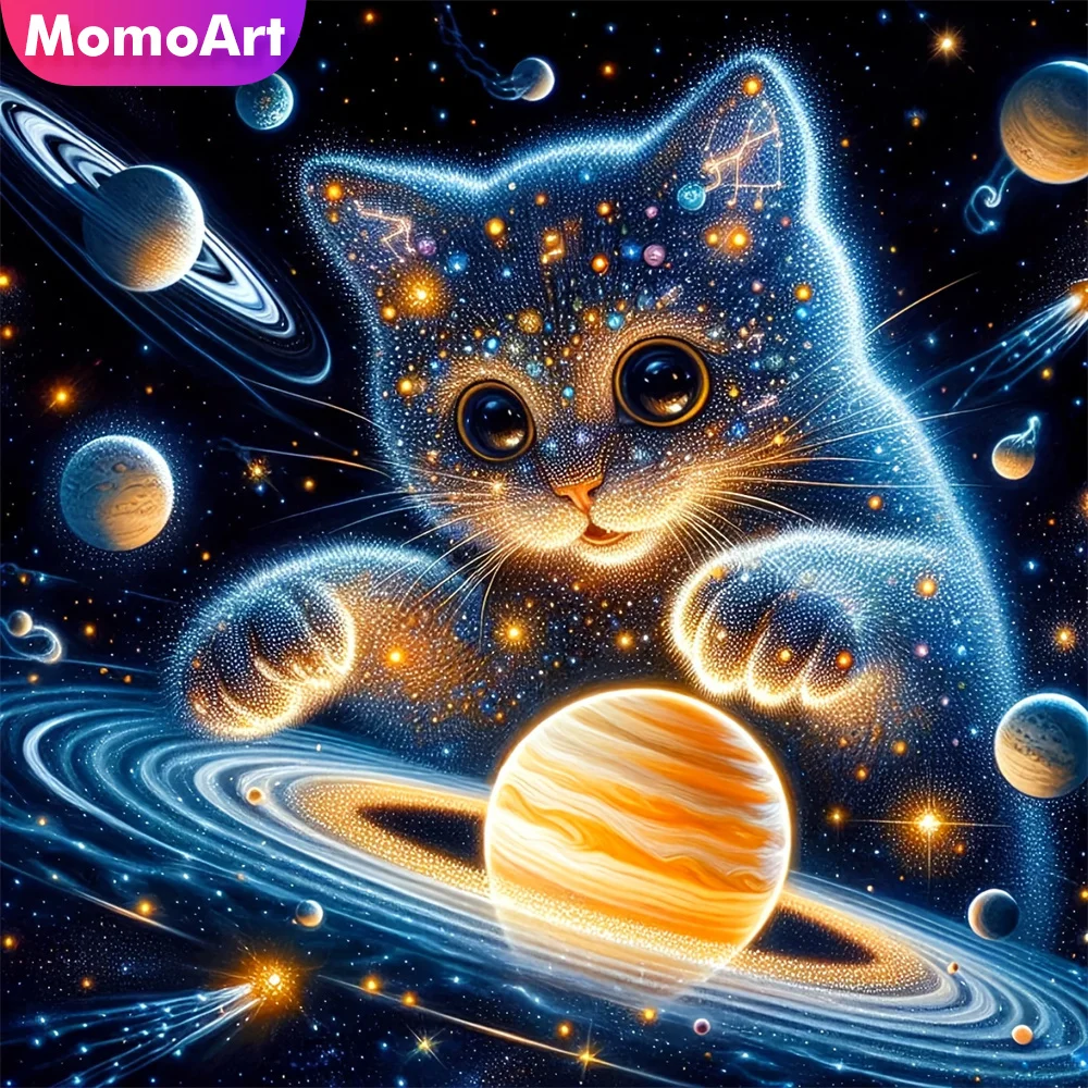Momoart DIY gato diamante bordado pintura Animal planeta adecuado para principiantes diamante mosaico imagen diamantes de imitación regalo de vacaciones