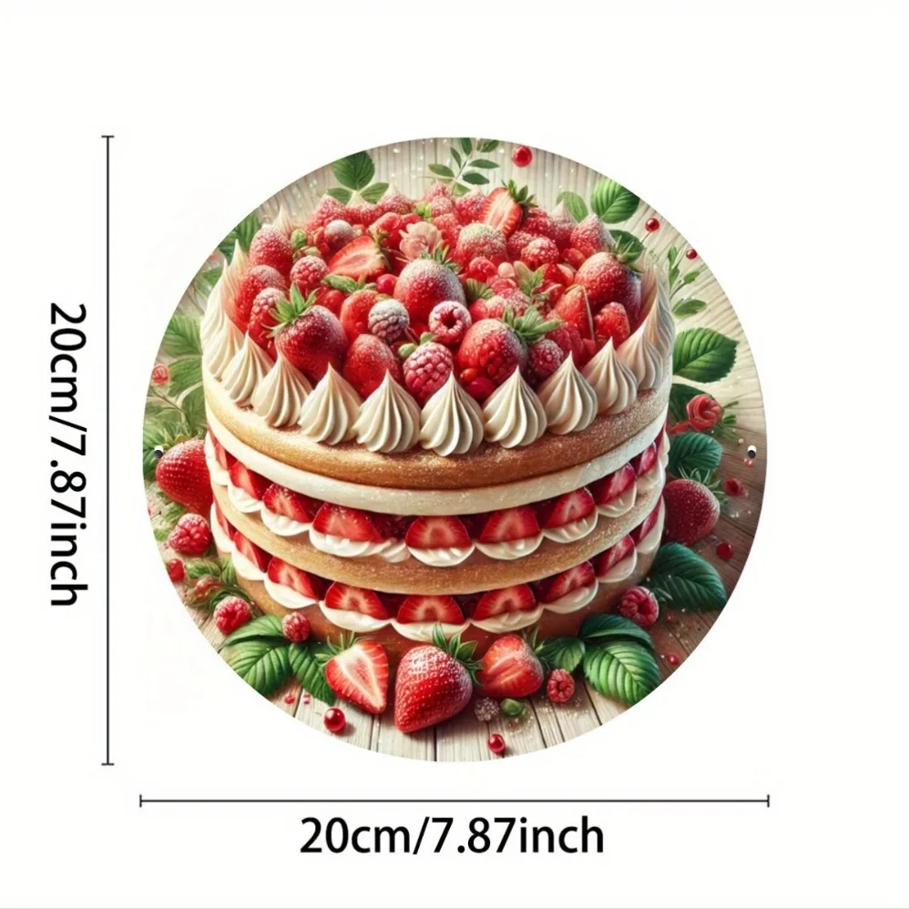 علامة حديد دائرية ثنائية الأبعاد مكونة من قطعة واحدة - تصميم كعكة لذيذ قديم | فن جدار معدني ممتع للمطبخ والمقهى والبار و #3