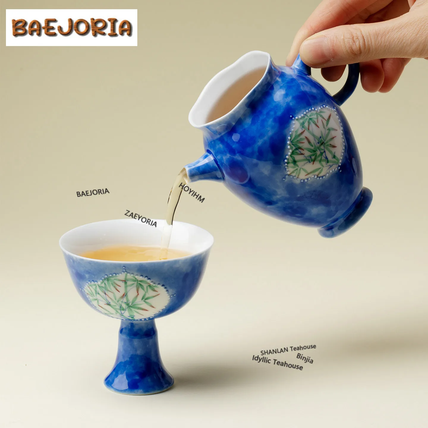 

170ml Hand-painted Green Bamboo Tea Pitcher Pour Tea Tea-separating Cha Hai Dispenser Justice Cup Fair Mug Teaware Supplies Gift