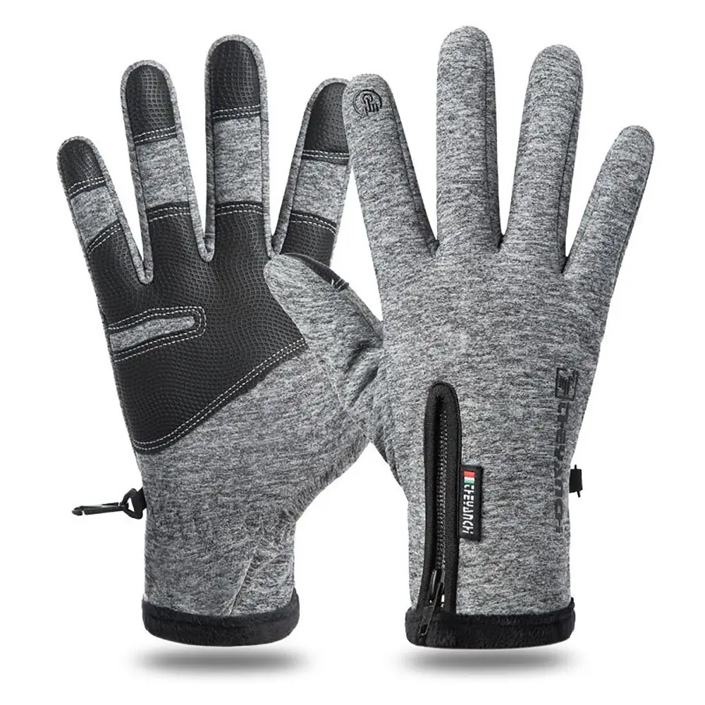 M-XXL Winter Gloves Sensitive Touch Waterproof Windproof Touchscreen Gloves Zipper Non-Slip Fleecing Mittens For Winter Outdoor