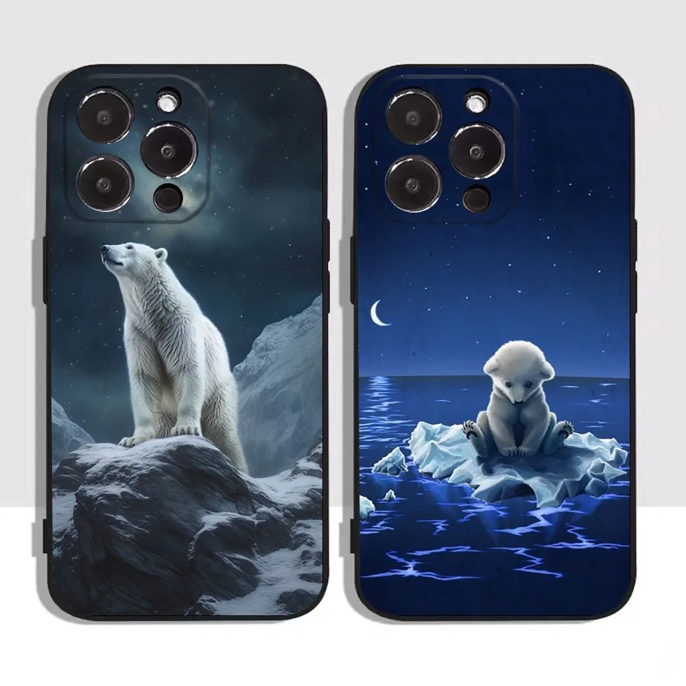 Polar Bear Arctic Phone Case For Apple iPhone 15,14,13,12,11,XS,XR,X,8,7,Pro,Max,Plus,mini Silicone Black Cover