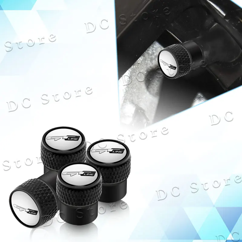 4Pcs/Set GT Line Logo Metal Car Wheel Air Valve Stem Caps Dustproof Covers For Kia K3 K5 K9 Forte Ceed Cerato RIO For Peugeot