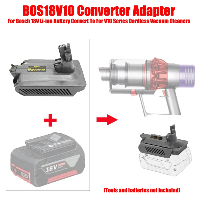 

For Bosch 18V Lithium Batteries BOS18V10 Battery Adapter Converter Compatible with For Dyson V10 Series Cordless Vacuum Cleaners