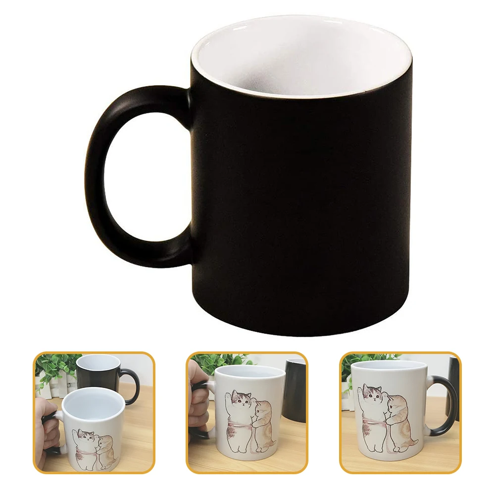 

Color Changing Coffee Mug Ceramic Cat Pattern Slimming Design Stylish Water Cup for Home Office Relax Beverage Mug