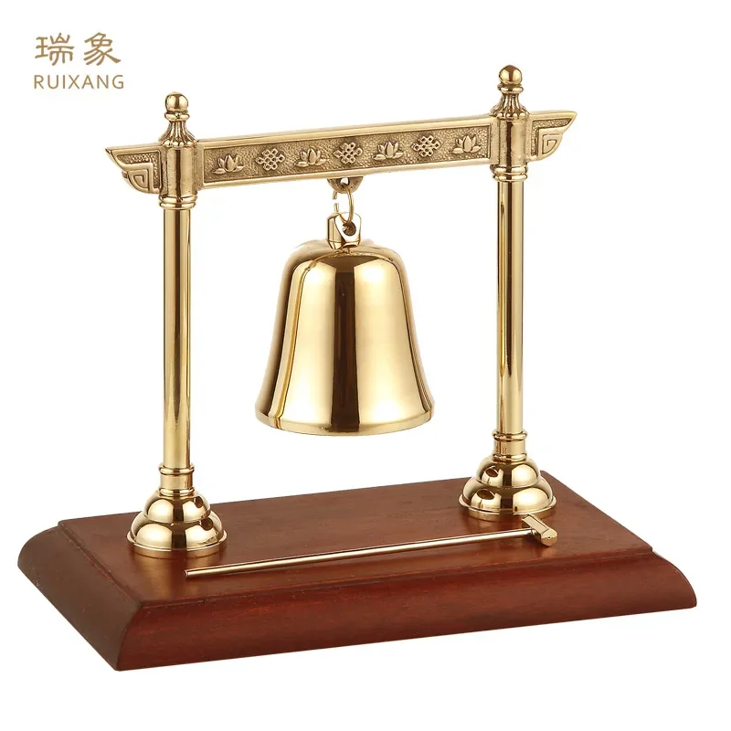 

Ruixiang-Brass Rosewood Base Bell Ornaments, Bar Ornaments, Copper bells, Ping An Home, Office, Feng Shui