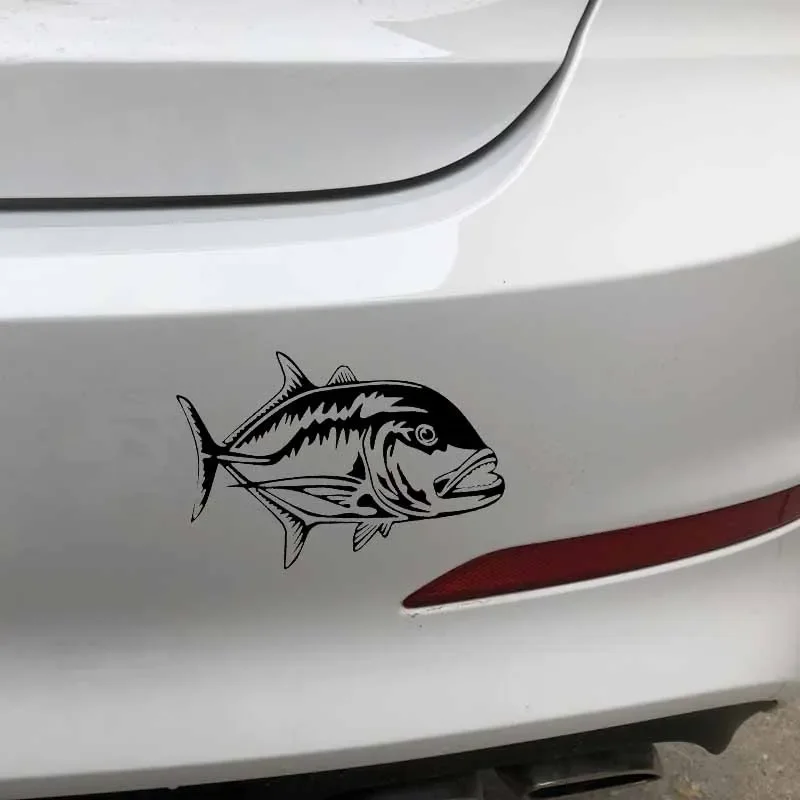 OFK Lifelike Car Sticker Hawaiian Ulua Fish Vinyl Decal Car Window Decor.