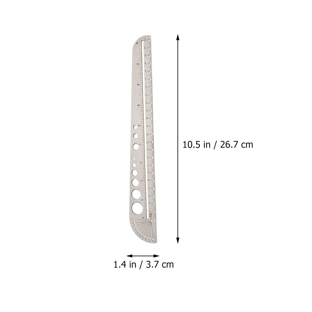 2 قطعة مقياس الدقة مسدس الفولاذ المقاوم للصدأ متعدد الوظائف قياس مسطرة مستقيمة دائم واضح أداة وضع العلامات للمكتب #6