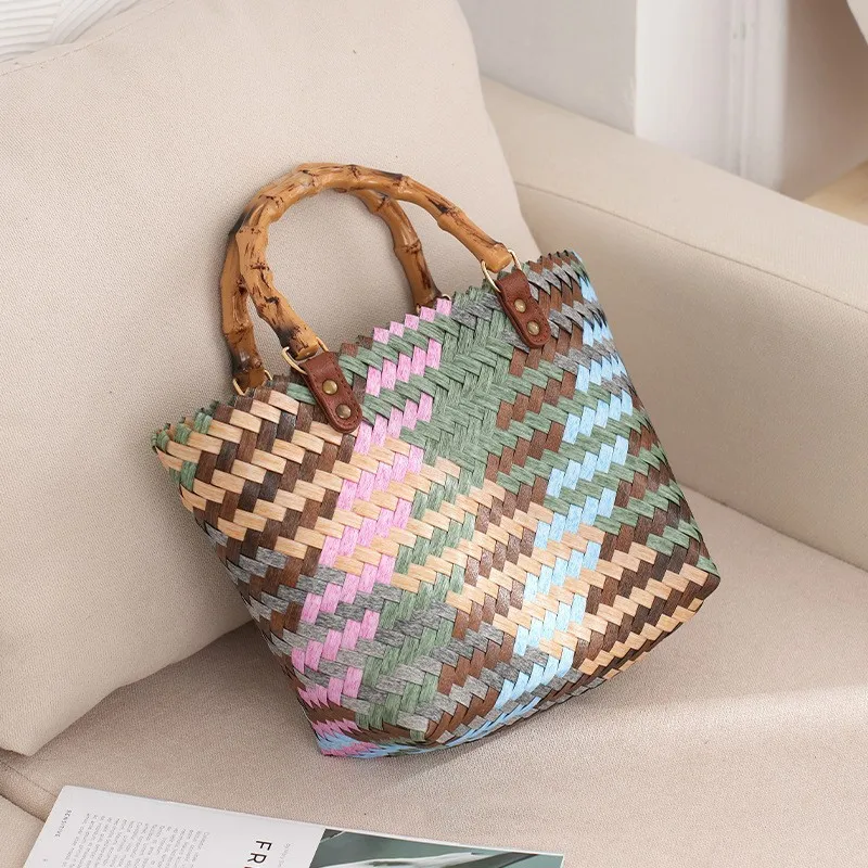 Straw Bags Women Large Capacity 5 Colors Fashion All-match Beach Vintage Designed Y2k Handbags Portable Summer Bolsos Luxury