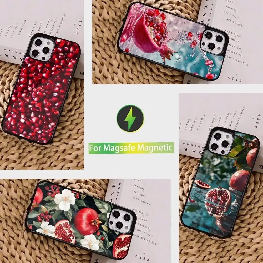 

Fruit Pomegranate Phone Case For iPhone 16,15,14,13,12,11,Pro,Max,Plus,Mini, Magsafe,Magnetic Wireless Charging Case