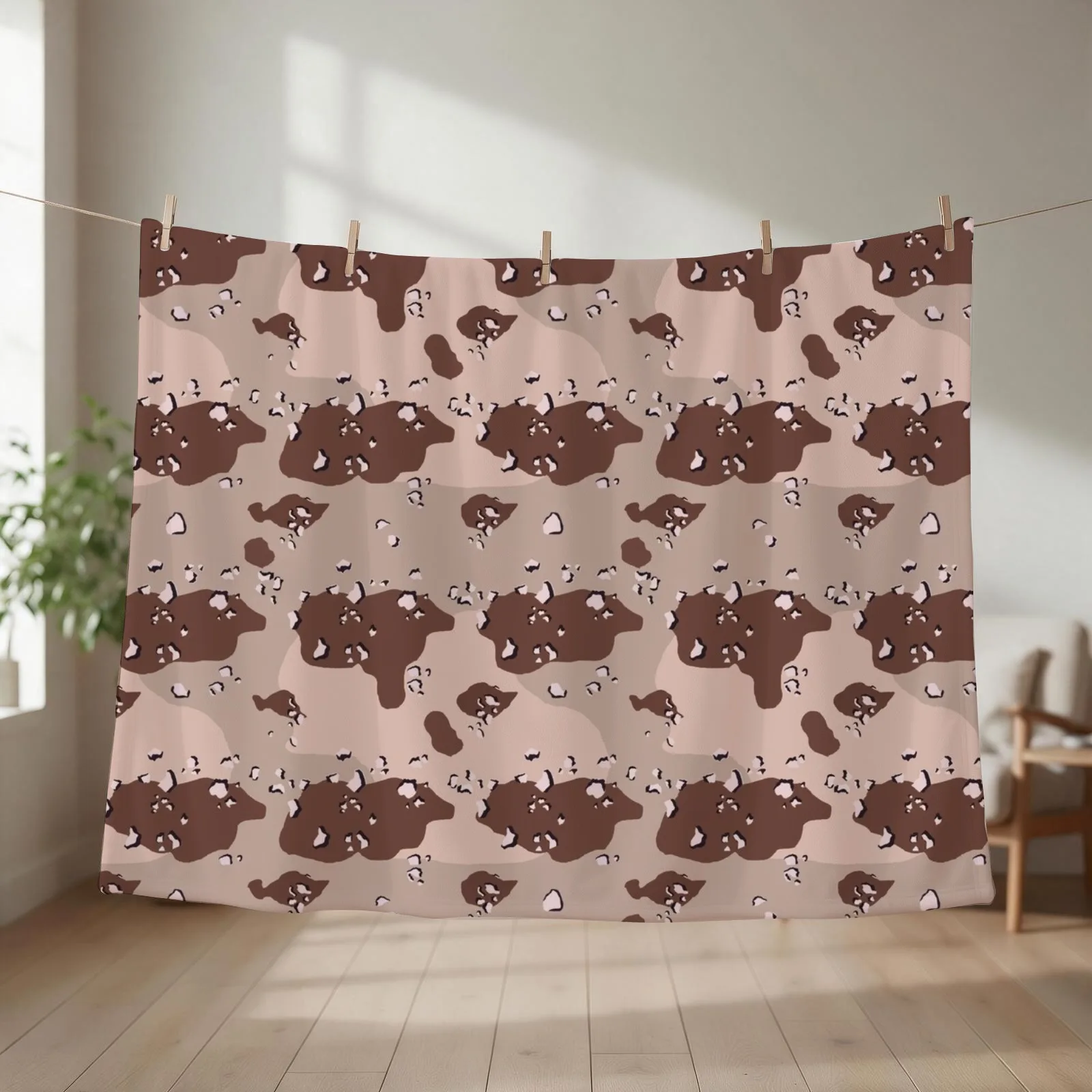 US Desert Choc Chip Camouflage Throw Blanket couch cozy soft plush fuzzy picnic outdoor blanket