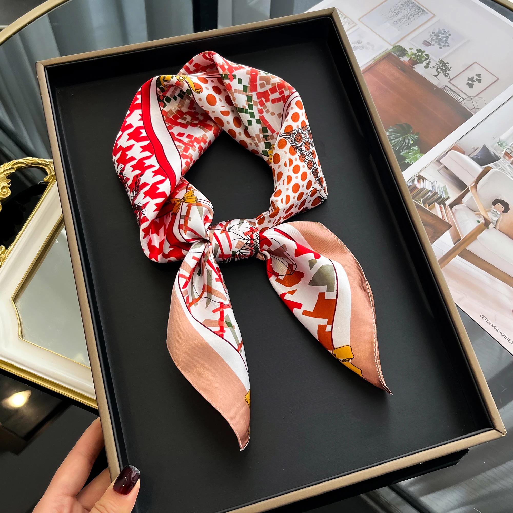 Luxury  Square Silk Scarf for Women Hijab Hair Bands Neckerchief Female Satin Shawl Ribbon Headband Fashion Wraps Bandana