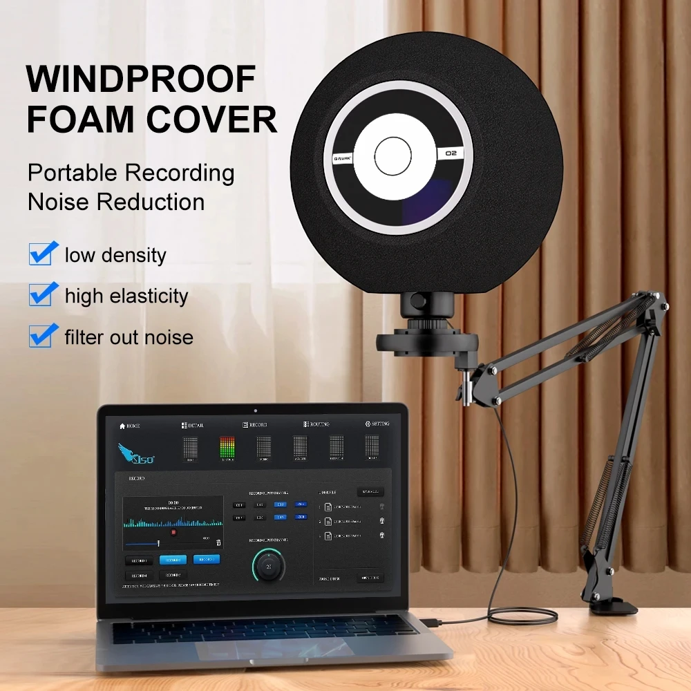 

G-MARK O2 Microphone Wind Pop Filter Shield Acoustic For Record Studios Mic Sound-absorbing Foam Vocal Isolation Ball