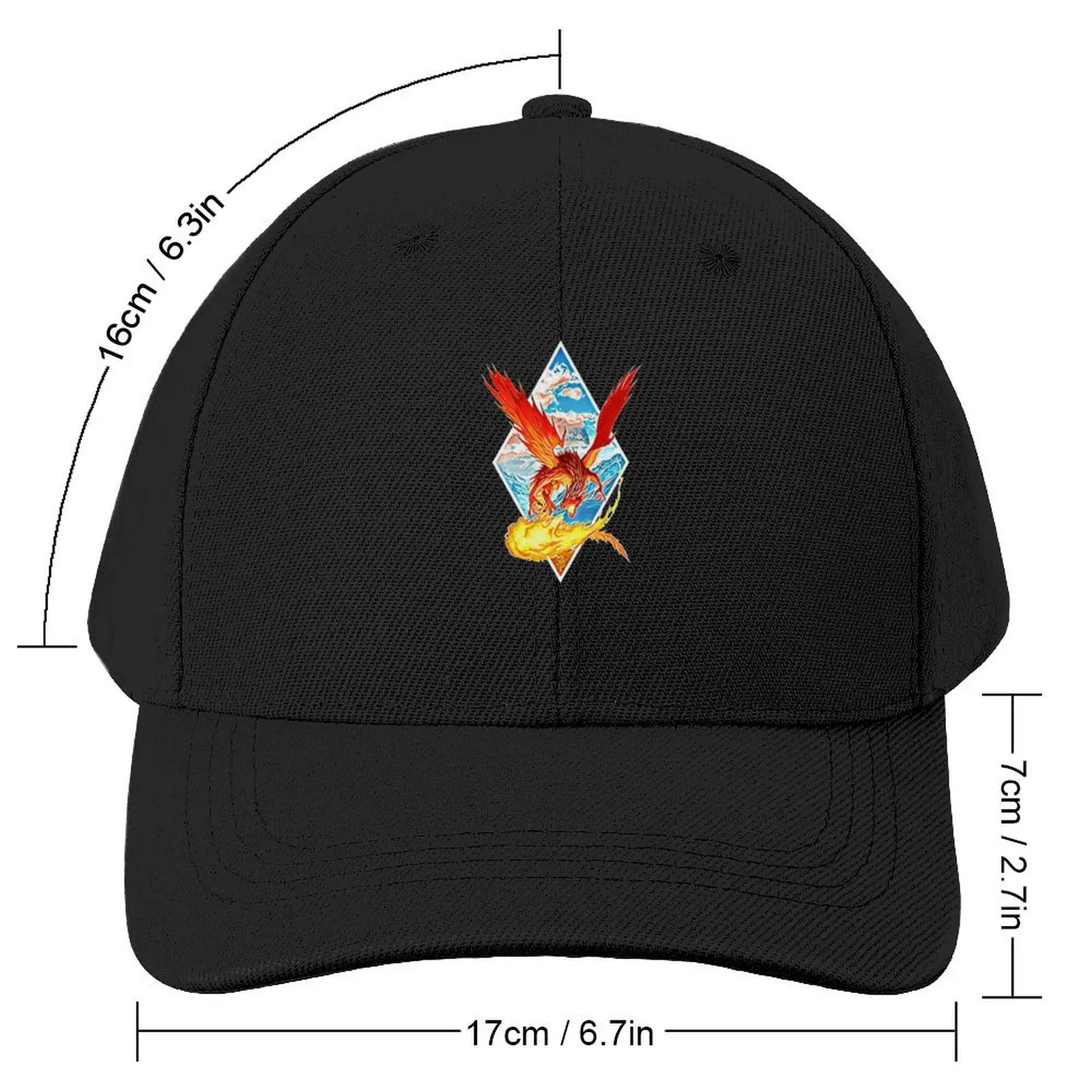 Red Dragon Breathing Fire - White - Fantasy Baseball Cap Icon tea Hat Boy Women's