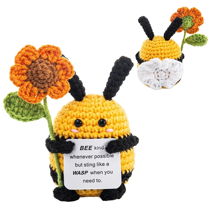 Crochet Energy Potato Hug Pocket Mini Hand-woven Plush Wool Knitting Doll with Card Funny Christams Gift Home Car Decoration