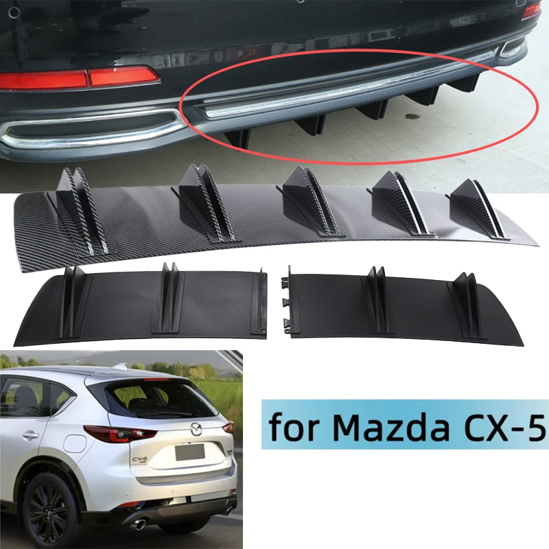 

For Mazda CX-5 Car Rear Bumper Lip ABS Double Wing Rear Shark Chassis Fin Style Curved Bumper Lip Diffuser Anti-collision