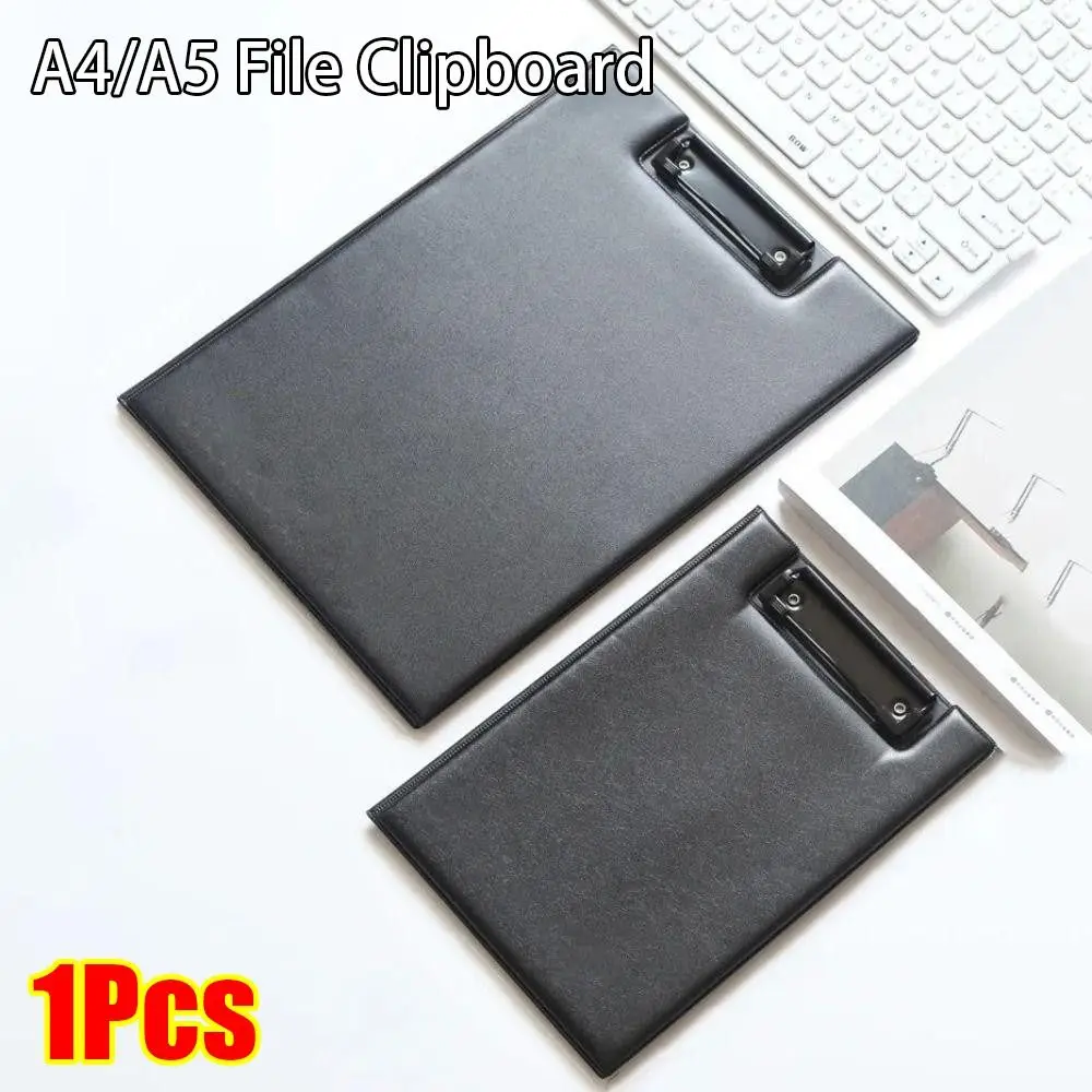 

1Pcs Foldable A4 A5 Clipboard PU Leather With Clip Buckle Conference File Folder Ultra-Smooth Black Writing Pad Office Supply