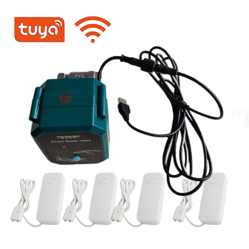 

Water Leak Detection System Automatic Shutoff SS304 Stainless Steal Valve Tuya App Operate Monitoring for Home/Industrial