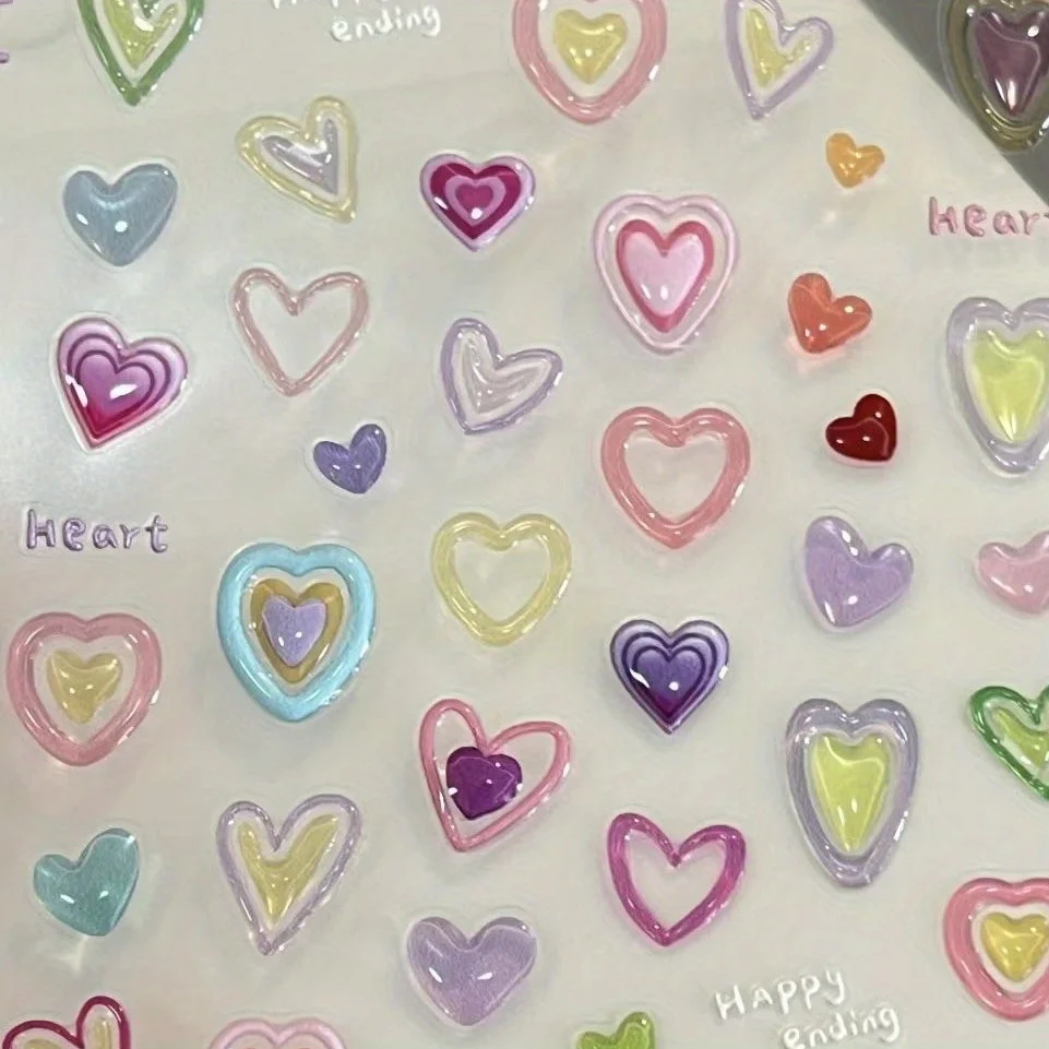 1 قطعة هلام الحب الملونة مسمار الفن ملصق تنقش ثلاثي الأبعاد ملصق مسمار الفن دبوس الشعر جراب هاتف Diy بها بنفسك ملحقات للتزيين