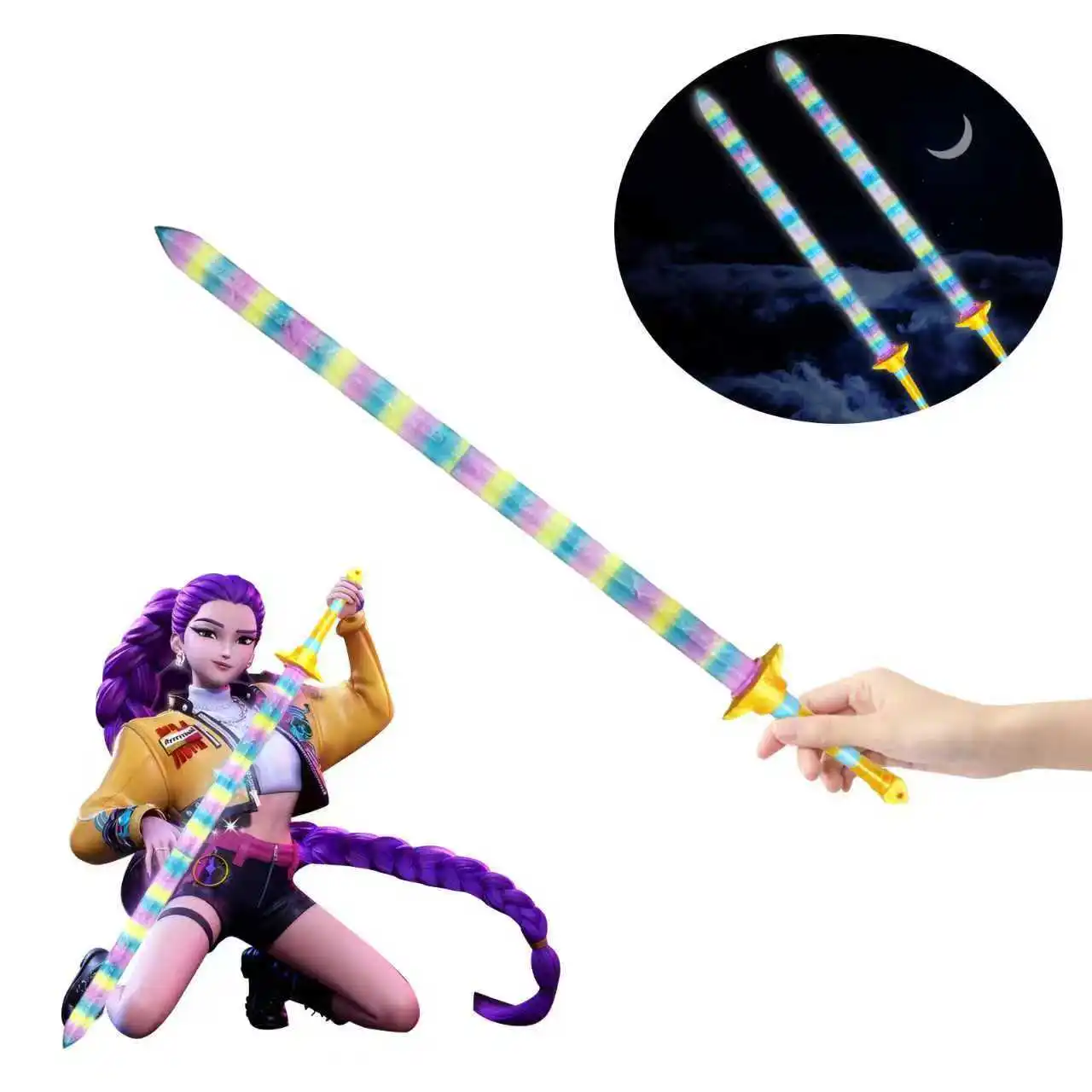 Rumi Kpop-Demon Hunters Cosplay Lights Sword Weapons Roleplay Props for Girl Group Idol Halloween Carnival Costume Accessories