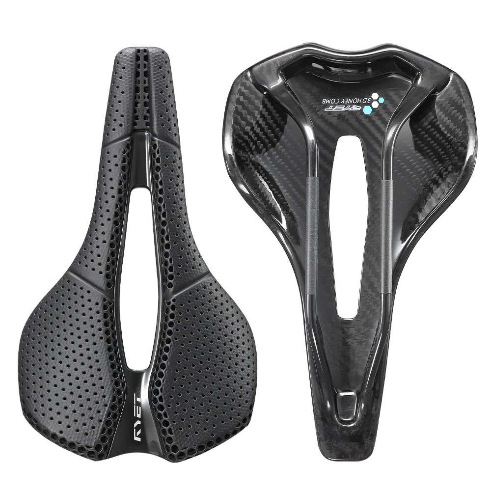 AliExpress RYET Premium Carbon Fiber Bike Saddle 3D Printed/Vacuum Oval 7x9mm Rail Lightweight Road Bike Seat Ergonomic for Racing/Cycling