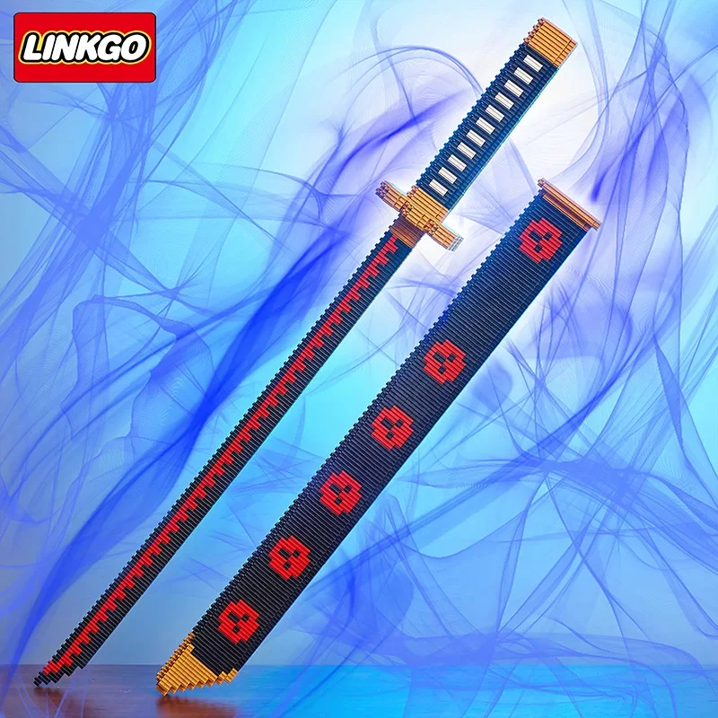 One Piece Sword Linkgo Micro Building Blocks  DIY Demon Knife Blade Swords Frame Arms Equipage Accessories Game Model Toys gift