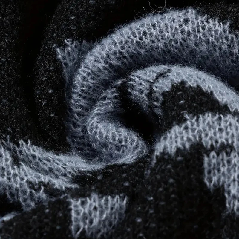 ผู้ชายถักเสื้อกันหนาวหลวมเยาวชนO-คอY2kเสื้อผ้า2024ฤดูหนาวHip Hop Skullพิมพ์VINTAGEเสื้อกันหนาวเสื้อแขนยาว