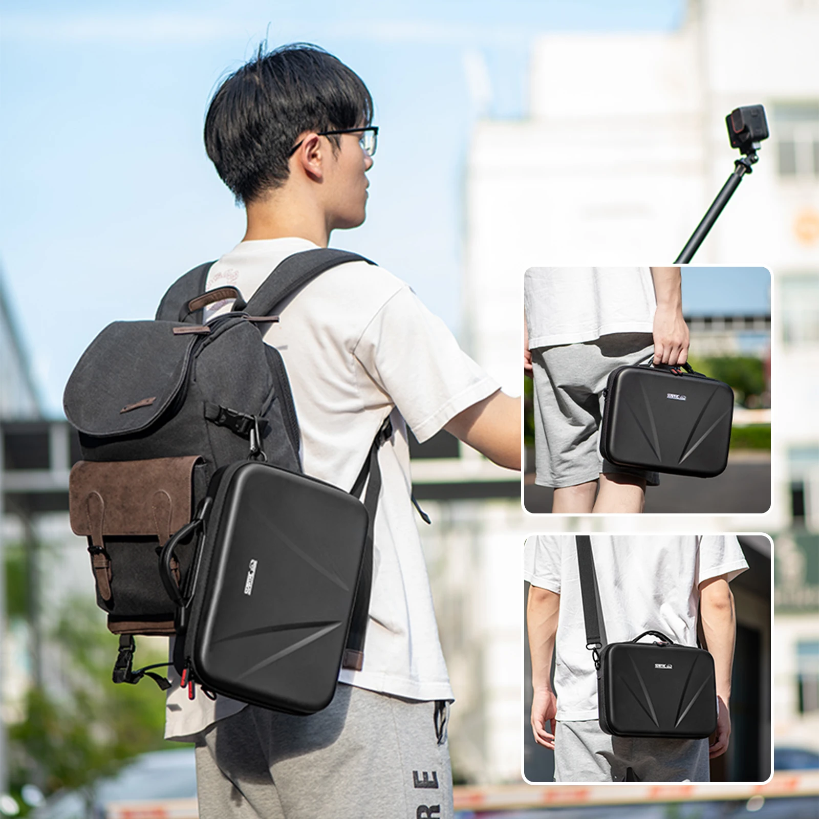 ل Insta360 Ace Pro 2 قبضة عدة المنظم حقيبة بولي هارد شل حقيبة التخزين للصدمات حقيبة واقية لملحقات الكاميرا