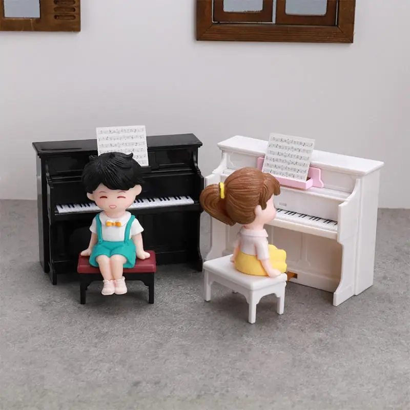 1 conjunto de casa de bonecas em miniatura, móveis de piano simulado, modelo de instrumentos musicais para decoração de casa de boneca, brinquedos de simulação, presente