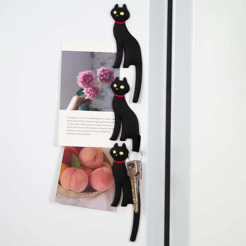 Haczyk magnetyczny Black Cat Kreatywny kształt kota, haczyki pomocnicze, haczyki do przechowywania w domu, odpowiednie do różnych scen domowych