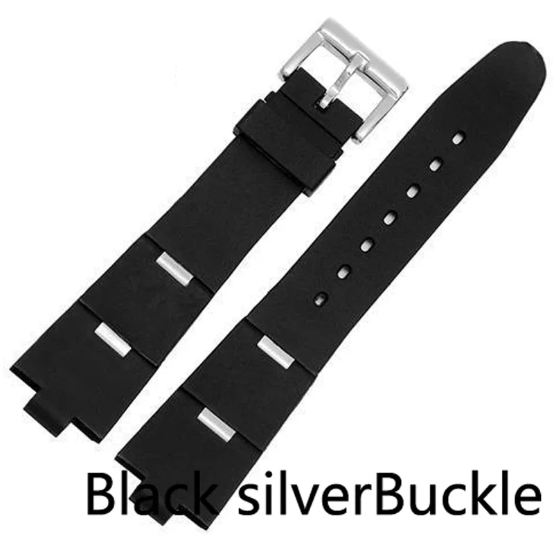 Watchband Man Black Rubber Replacement Watch Band Strap For bvlgari bvlg Diagono24mm x 8mm drop shipp