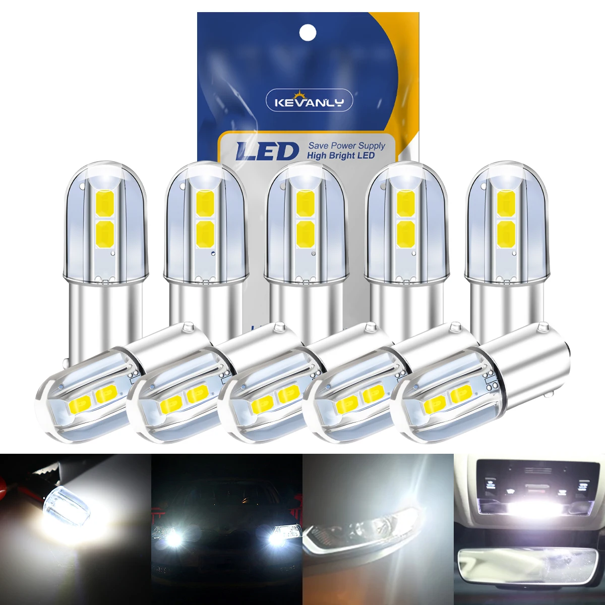 

10/20/50 BA9S LED T4W LED Bulb CANBUS COB 4SMD Car Interior Dome Reading Light Side Wedge License Plate Light Signal Lamp 12V