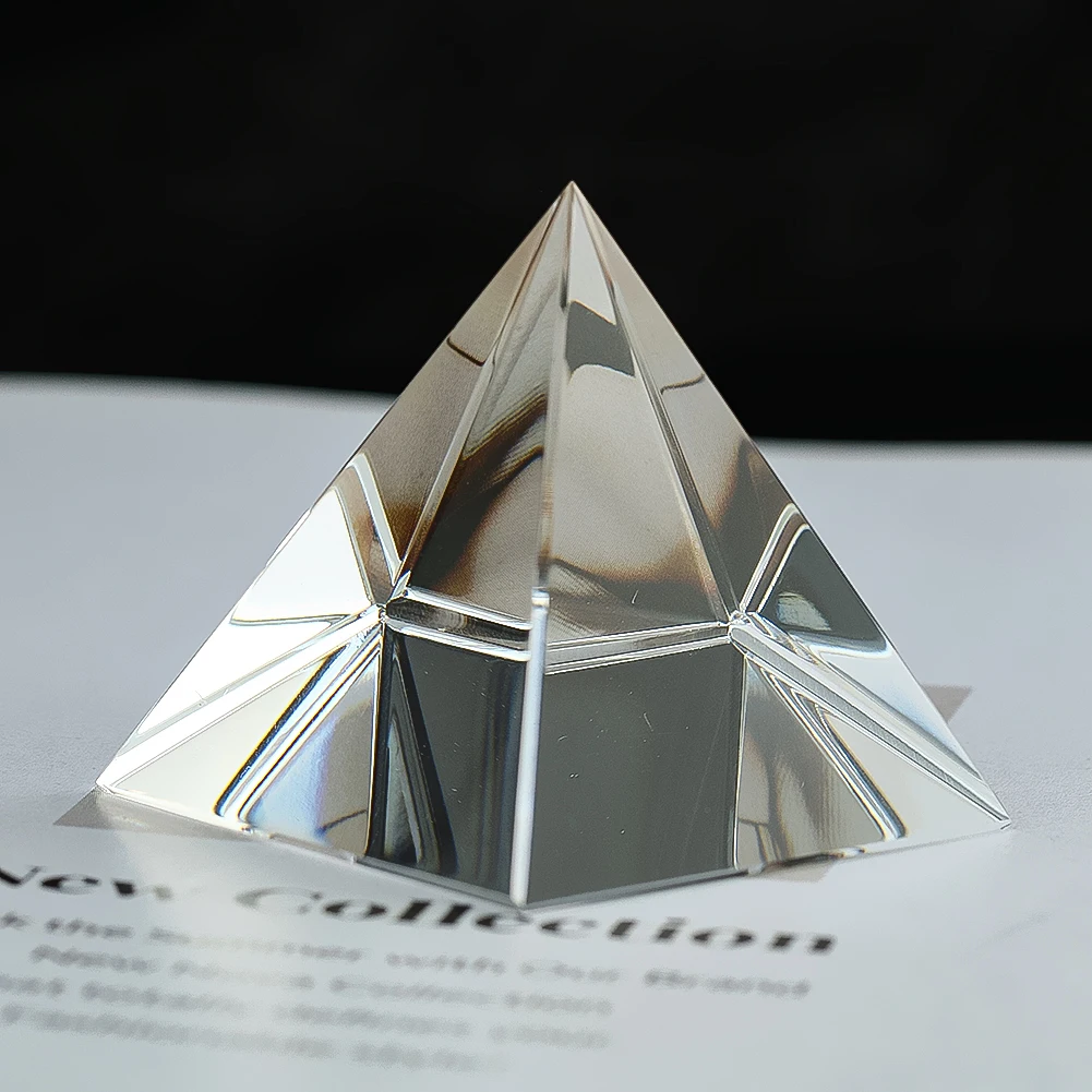 40mm Clear Prism Egypt Pyramid Geometry Glass Crystal Ornament Cone Paperweight Craft Aurora Optics Refraction Energy Desk Decor