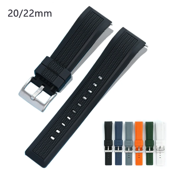 Liquid Silicone Strap 20mm 22mm Texture Quick Release Waterproof Diving Men Women Universal Replace Bracelet Watch Band