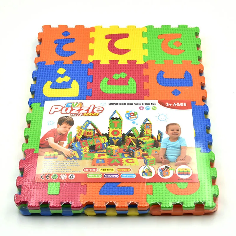 Tapete de espuma Eva para bebê e criança, brinquedos educativos, quebra-cabeça 3d, letras e números do alfabeto árabe, piso macio, 36 pcs, venda