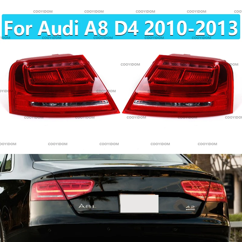 Car Taillights For Audi A8 D4 2010 2011 2012 2013 LED brake warning light  Rear Outer Lamp Signal Parking Lights Assembly 