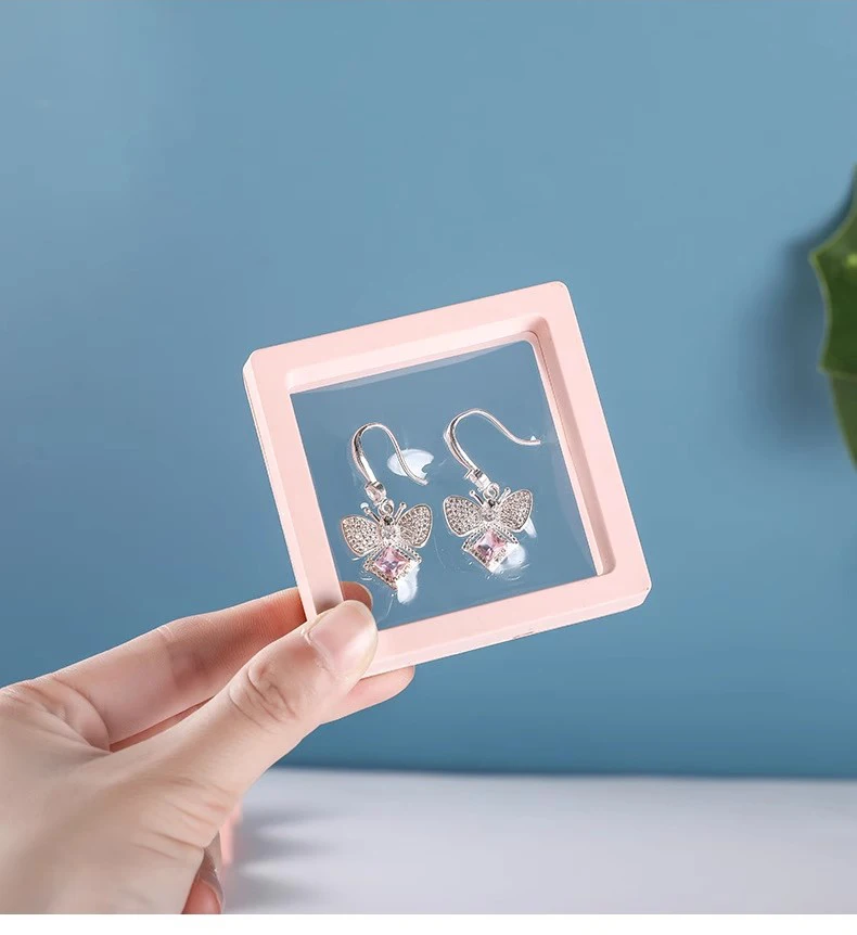 Bulk 3D Floating Frame Display Holder Stand Ornament Organizer Case Lot of 10 Travel Portable Suspended Gift Jewelry Storage Box
