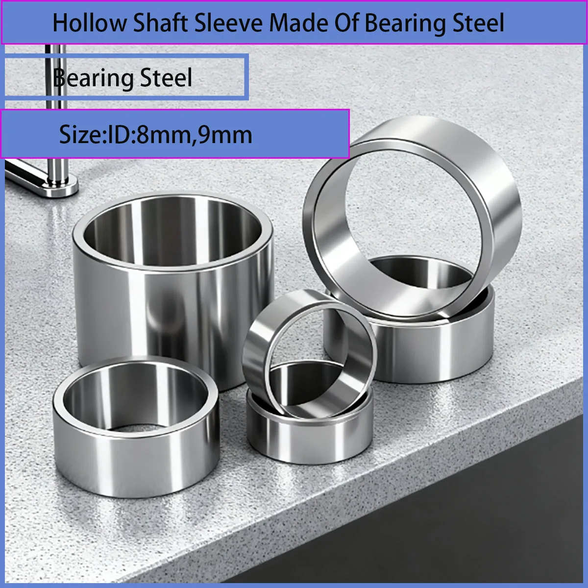 

Bearing Steel Bushing 8/9mm ID Round Hollow Shaft Sleeve - OD 9-20mm Length 2-30mm Guide Spacer for Machinery Parts