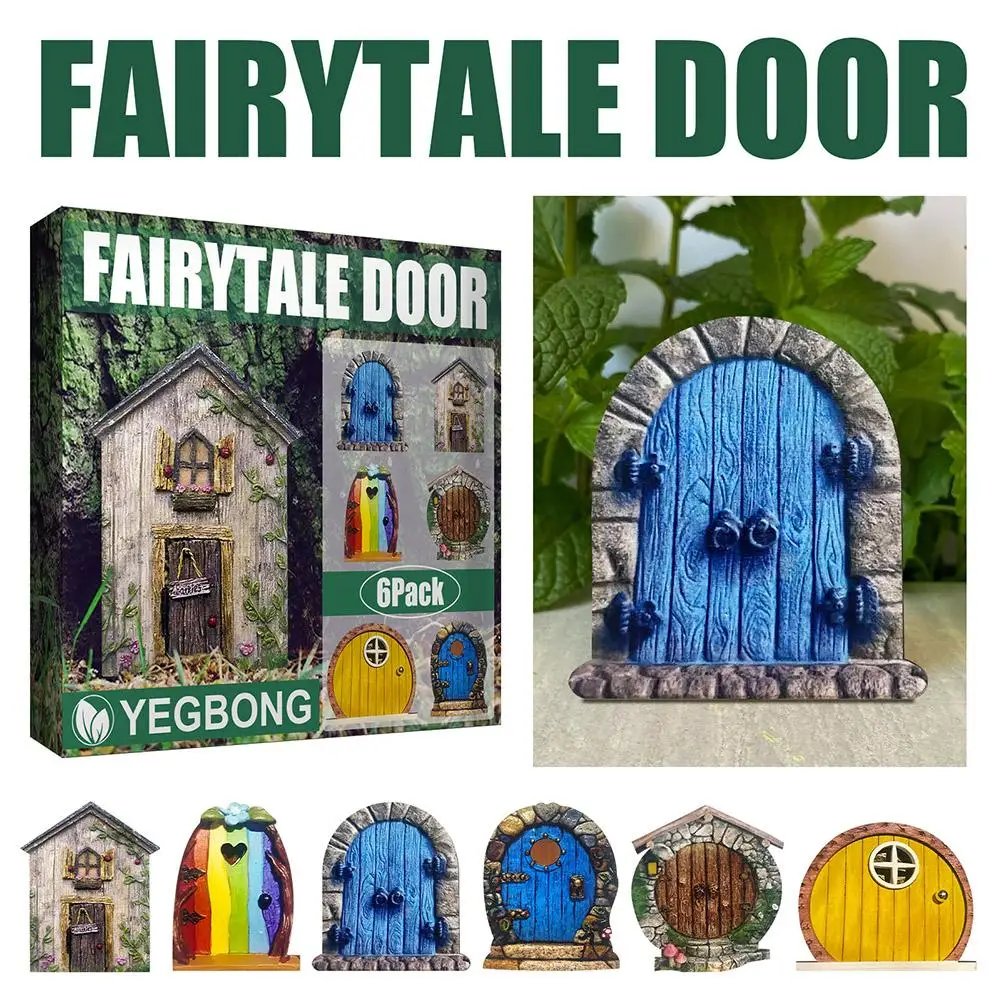 

6pcs Fairy Door for Trees Decoration Door Garden Outdoor Decor Accessories Mini Fairy Garden Door for Fairytale for Kids Room