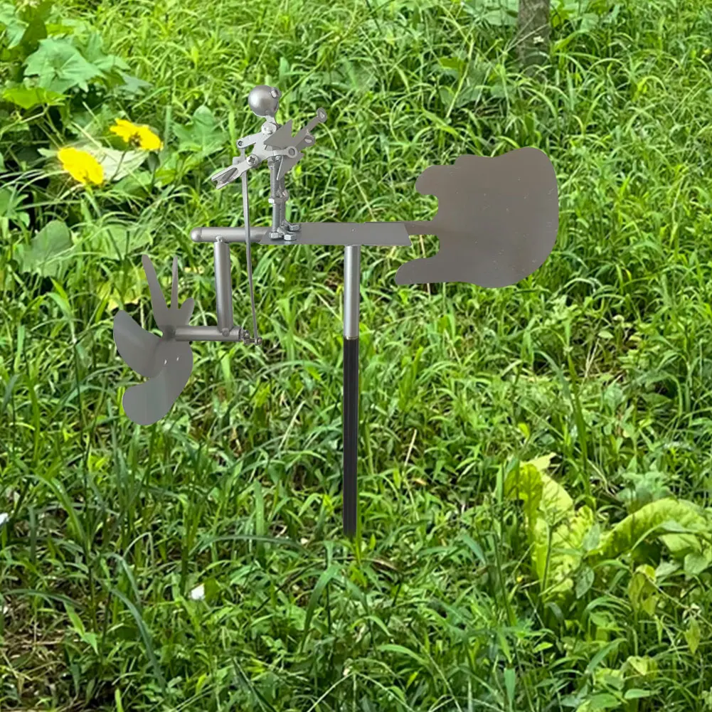 

Outdoor Wind Sculpture Wind-Powered Guitar Sculpture Metal Guitar Windmill Statue for Yard Art Lawn Garden Decor