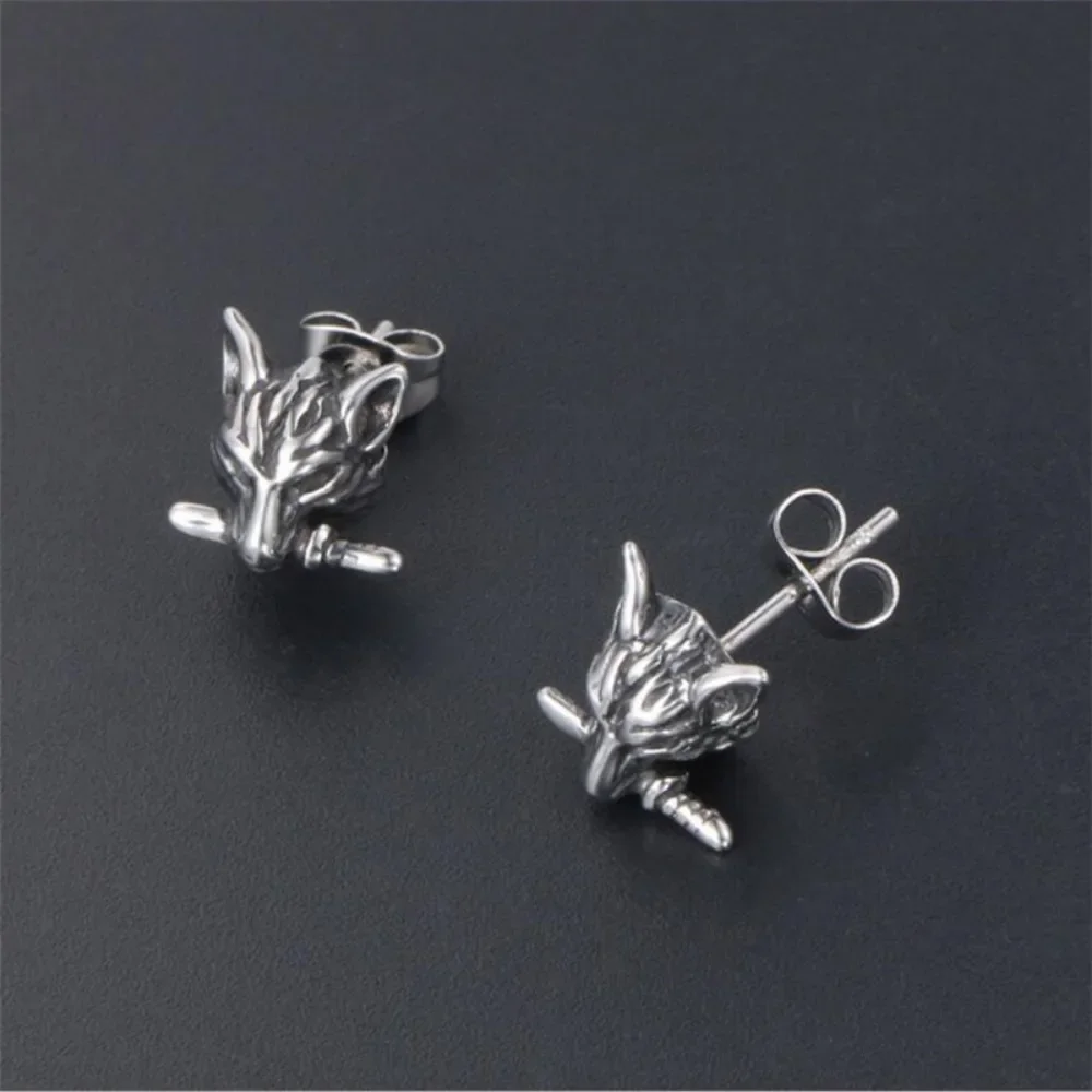 Simple Creative Fashion Exquisite Wolf Head Earrings for Men and Women Anniversary Street Party Niche Birthday Gift TrendJewelry