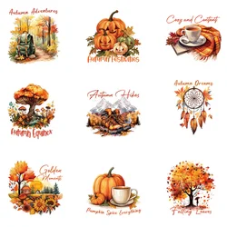 9piece The phenomena of all things in autumn  Pumpkin Iron On Patch DIY Patch Decals Garment Accessory Diy New Washable Heat Tra