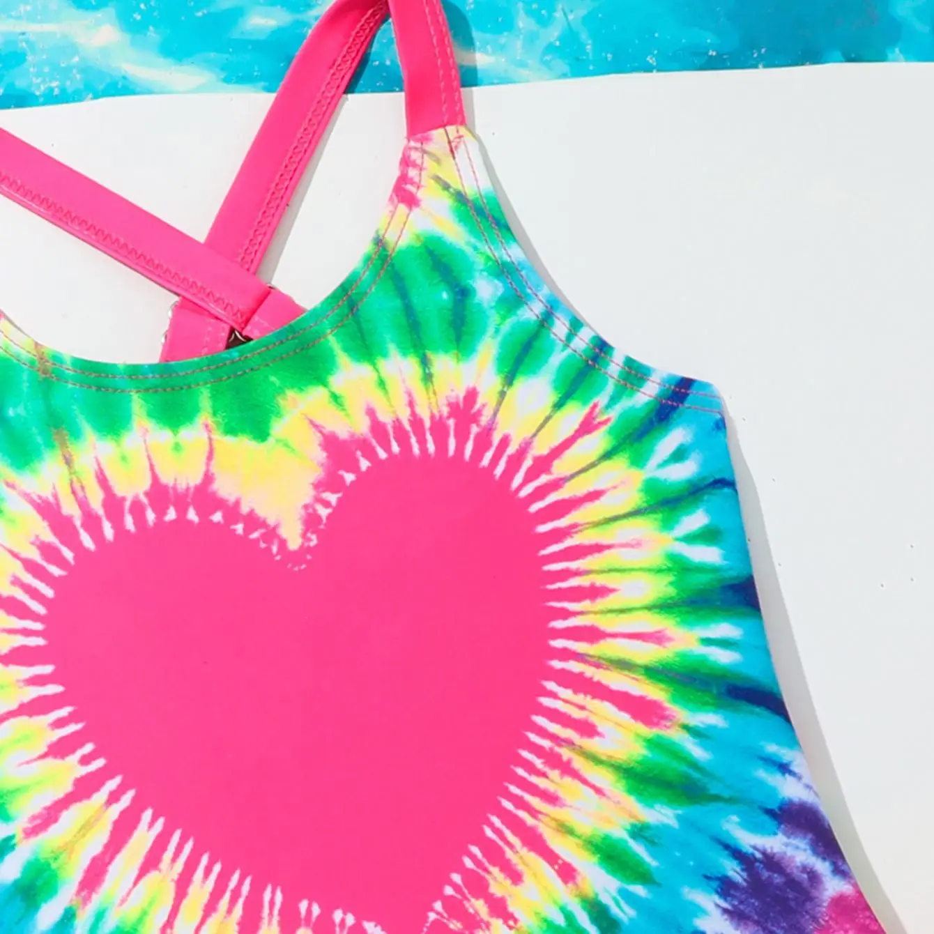 الفتيات قطعة واحدة ملابس السباحة 4-7 سنوات الاطفال لباس سباحة الرضع ملابس سباحة للأطفال 2025 القلب طباعة لباس سباحة مع كشكش التنانير #5