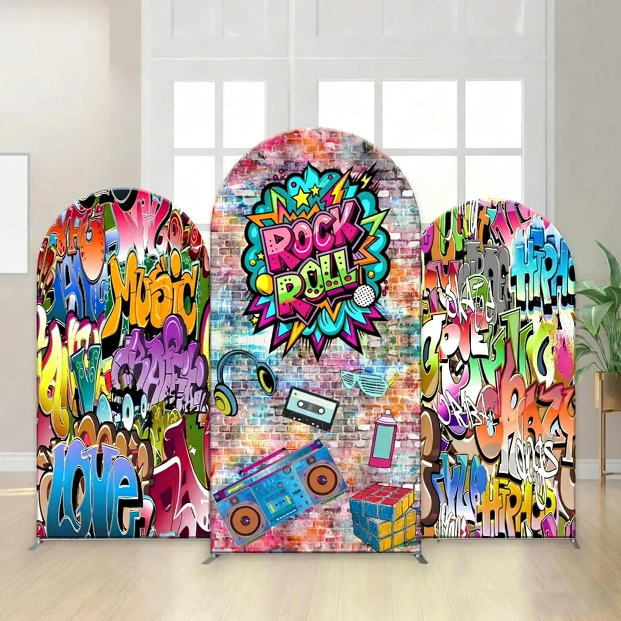 

LS Custom 2-Sided Paint Splatter Graffiti Kids Birthday Party Baby Shower Covers Chiara Arch Wall Background Decor Backdrop