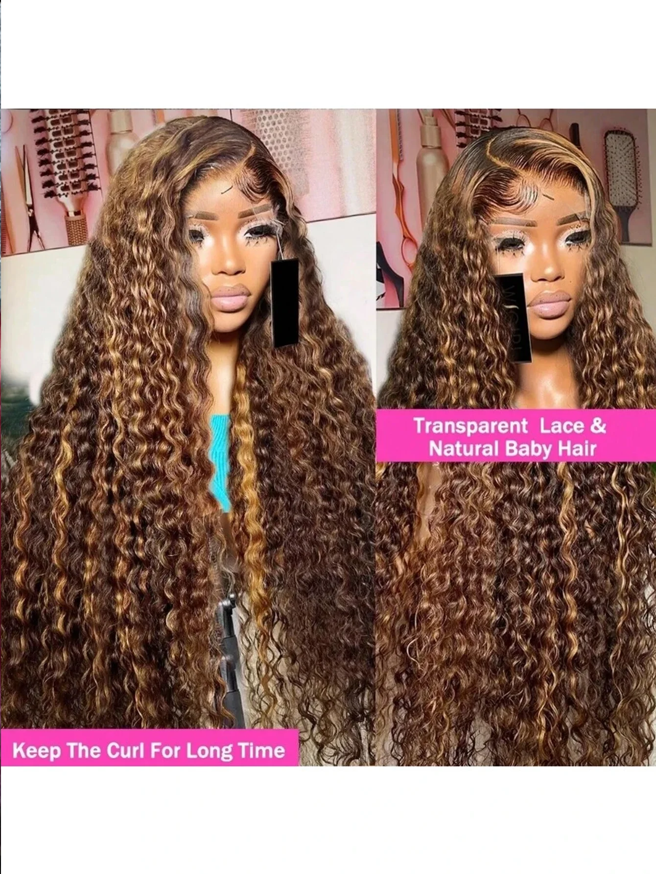 Peluca con malla Frontal ombré de 30 pulgadas, cabello humano ondulado profundo 13x4 HD, pelucas frontales de encaje rubio miel P4/27, peluca de cabello humano rizado