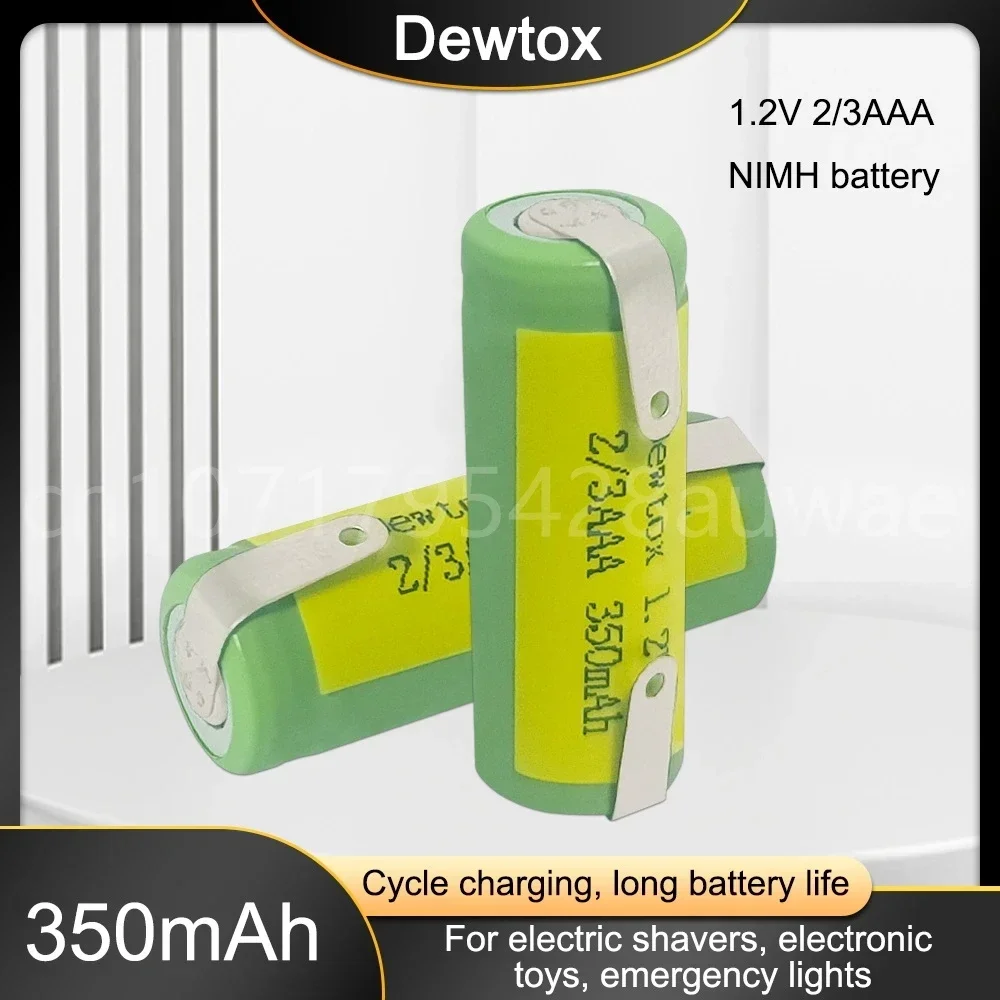 1.2V 2/3AAA 350mah Rechargeable Battery with Solder for LED Lighting Instrument